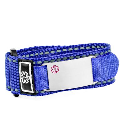StickyJ Sport Strap Medical Alert Bracelets (Small, Blue)