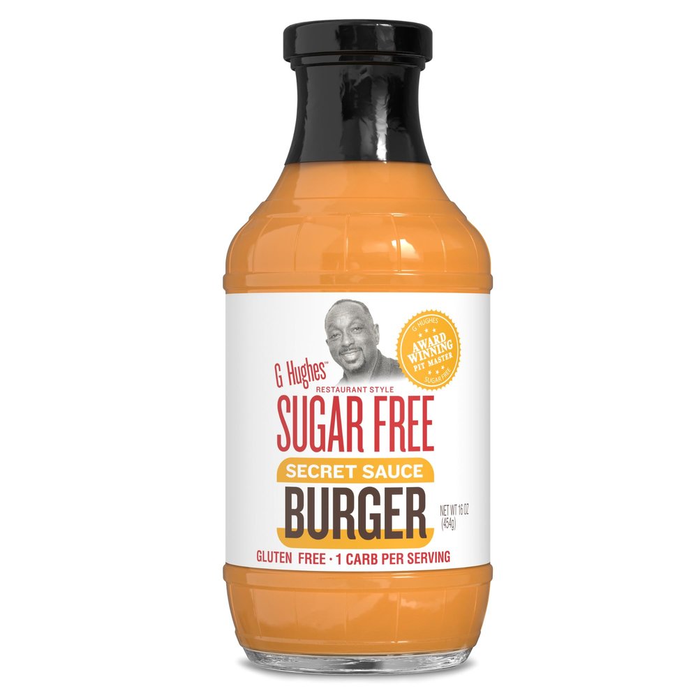 G Hughes Sugar Free Burger Secret Sauce - Sugar Free Burger Sauce, Special Sauce for Burgers, Gluten Free Burger Sauce, Hamburger Sauce, Sugar Free Dipping Sauces - 16 Oz (1-Pack)