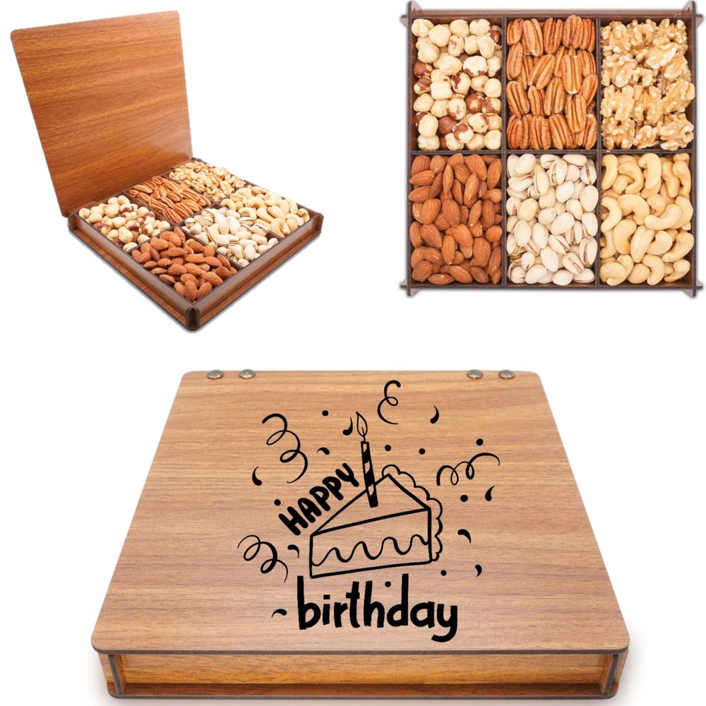 Happy Birthday Gourmet Nuts Gift Baskets | Husband Wife Boyfriends and Girlfriends Best Friends Healthy Fresh Gift Food Box Include Fruits and Nuts