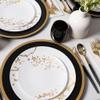 EcoQuality 6" inch Round White Plastic Plates with Gold Floral Design - Spring Flower Heavy Duty Large Disposable Charger Dinner Plate Weddings, Tableware, China Like Party Plates (80 PACK) view 2