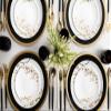 EcoQuality 6" inch Round White Plastic Plates with Gold Floral Design - Spring Flower Heavy Duty Large Disposable Charger Dinner Plate Weddings, Tableware, China Like Party Plates (80 PACK) view 3
