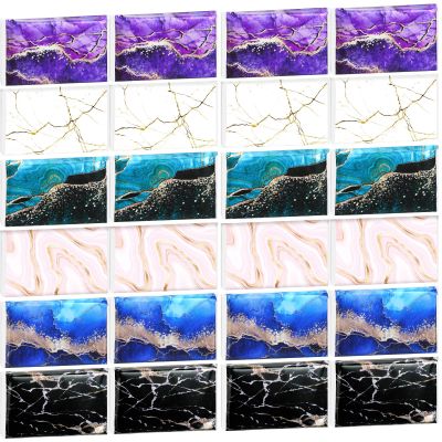 24 Packs Travel Size Tissue Pocket Slim Pack Facial 3 Ply Wallet Size Pocket Tissues for Travel Wedding Party Favors, 6 Styles(Marble Print)
