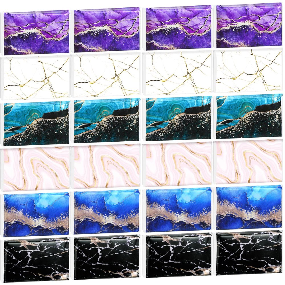 24 Packs Travel Size Tissue Pocket Slim Pack Facial 3 Ply Wallet Size Pocket Tissues for Travel Wedding Party Favors, 6 Styles(Marble Print)