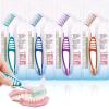 Mckkor Denture Brush 4 Pack,Double Sided Denture Toothbrushes, Multi-Layered Bristles & Ergonomic Rubber Anti-Slip Handle Denture Brush Toothbrush, for Denture Cleaning Care view 1