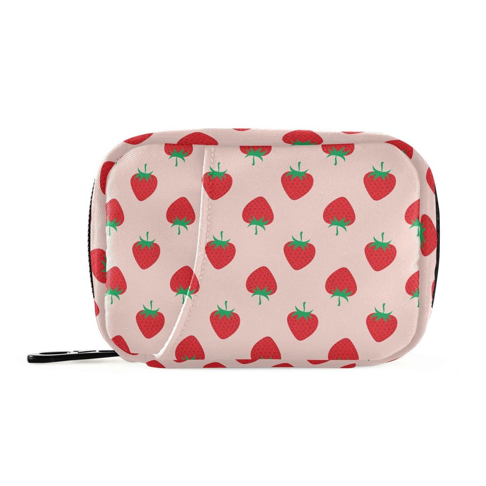 Sletend Strawberry Fruit Pill Box 7 Day Pill Case Travel Pill Organizer Bag with Zipper Portable Weekly Vitamin Medicine Supplement Holder Pouch Bag
