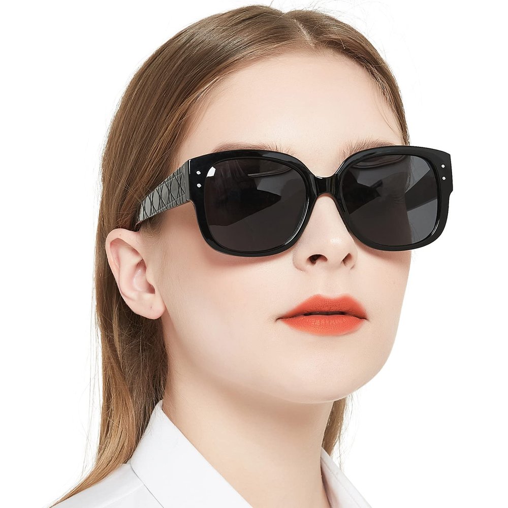 AEZUNI Trendy Reading Sunglasses 3.5 Women Stylish Square Sun Readers UV Protection Not-Bifocal 1.00 1.50 2.00 2.50 3.00 3.50 (Black)