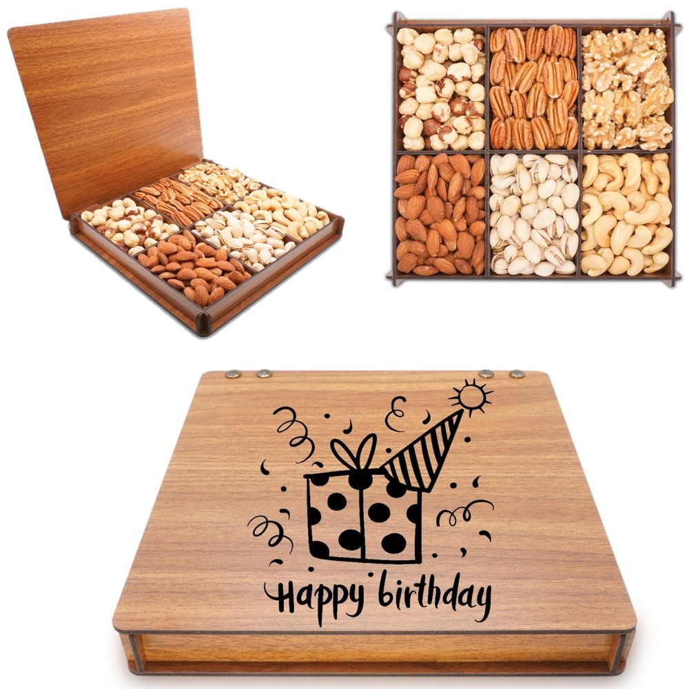 Happy Birthday Gourmet Nuts Gift Baskets | Husband Wife Boyfriends and Girlfriends Best Friends Healthy Fresh Gift Food Box Include Fruits and Nuts