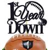 1st Year Down Cake Topper, One Year Old, Happy 1st Birthday, American Football Themed Birthday Party Decoration for Boys Girls, Black Glitter view 1