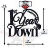 1st Year Down Cake Topper, One Year Old, Happy 1st Birthday, American Football Themed Birthday Party Decoration for Boys Girls, Black Glitter view 2