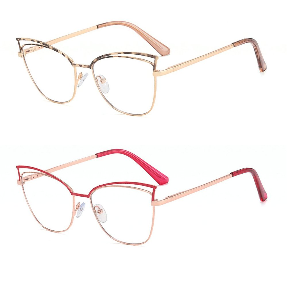 Melrose Ladies Anti Blue Light Computer Glasses UV Protection for Women Blue Light Blocking Reader (2pcs red&amber, 2.25, multiplier_x)