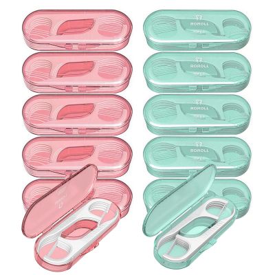 12 Pieces Holy Rose Travel Dental Floss Case-Micro Floss ToothPicks-Portable Flosser Picks Cases Contains Floss Stick 120 Count Sealed Storage for Teeth Cleaning (Green+Pink)