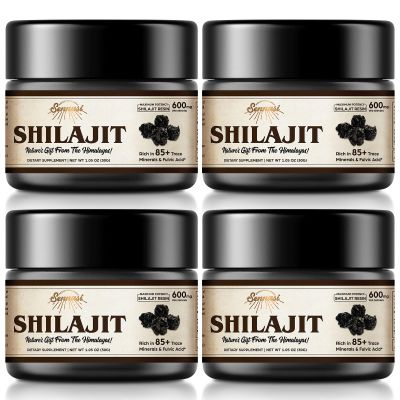 Shilajit Pure Himalayan Organic Shilajit Resin - 600mg Maximum Potency Natural Organic Shilajit Resin with 85+ Trace Minerals & Fulvic Acid for Energy, Immune Support, 30 Grams (4 Pack)