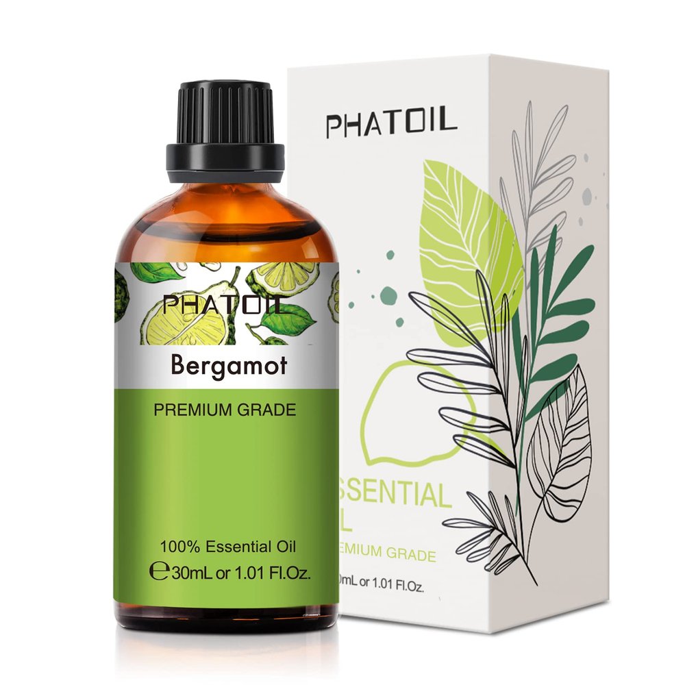 Bergamot Essential Oil 1.01fl.oz/30ml, PHATOIL Bergamot Oils Long Lasting Scents for Aromatherapy, Diffuser, DIY Soap and Candle Making