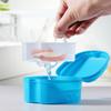 JMU Denture Bath Case with Strainer Basket Soaking Cup & Mouthguard Storage Container (Light Blue) view 2