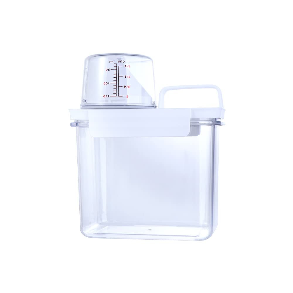 Laundry Detergent Dispenser, Liquid Detergent Dispenser with Measuring Cup for Fabric Softenser, Bleaching Agent, Laundry Powder(S)