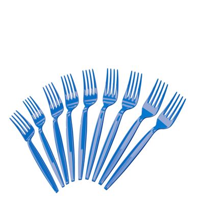 Blue Orchards Blue Plastic Forks (50 Pieces) - Durable, Disposable Cutlery for Parties and All Occasions