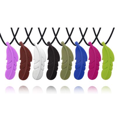 Chew Necklaces for Sensory Kids, Silicone Feather Chewy Toys for Boys and Girls with Autism, ADHD, SPD or Special Needs, Oral Motor Chewable Pendant for Mild Chewers Colorful