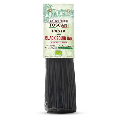 ANTICHI PODERI TOSCANI Organic Black Squid Ink Pasta Linguine - Black Pasta Noodles Made with Durum Wheat Semolina, Squid Ink, and Wheat Germ, Imported Gourmet Pasta from Italy