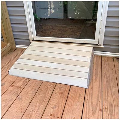 FEHUN Entry Ramps for Wheelchairs for Home, 3/4/5/6inch Rise, Portable Anti-Skid Wood Threshold Ramps, Transition Ramp for Cars/Motorcycle/Disabled Chair (Color : Natural, Size : 38.8 x 35 x 14cm)