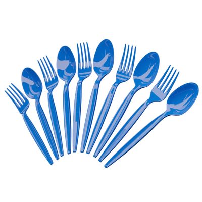 Blue Spoon and Fork Set (50 Each) - Blue Tableware for Parties, Durable Plasticware, Colored Cutleries, Plastic Utensils Set, Disposable Cutlery for Occasions, Party Supplies, Blue Orchards