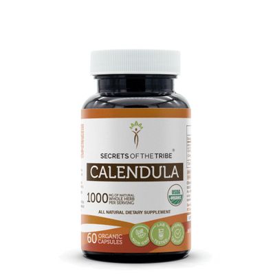 Secrets of the Tribe Calendula USDA Organic 60 Capsules | Made with Vegetarian Capsules and Certified Organic Calendula (Calendula Officinalis) Dried Flower (60 Capsules)