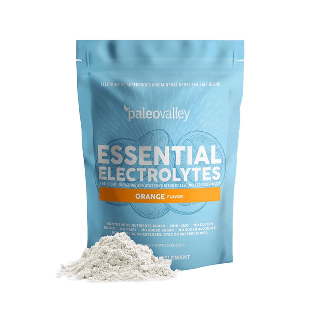 Paleovalley Essential Electrolytes Powder - Full Spectrum Orange Electrolyte Powder for Hydration, Energy and Muscle Recovery - No Sugar Added - 30 Servings