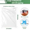 50 Packs Large Cellophane Bags 24" x 30" Clear Cellophane Gift Basket Wraps Extra-large 2.3 Mil Thick Clear Cello Bags for Fruit Basket, Gift Wrap, Treats, Arts and Crafts, 50ct Ribbon Bows view 3