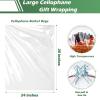 50 Packs Large Cellophane Bags 24" x 30" Clear Cellophane Gift Basket Wraps Extra-large 2.3 Mil Thick Transparent Cello Bags for Fruit Basket, Gift Wrap, Treats, Arts and Crafts, 50ct Ribbon Bows view 3