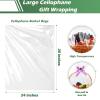 50 Packs Large Cellophane Bags 24" x 30" Clear Cellophane Gift Basket Wraps Extra-large 2.3 Mil Thick Transparent Cello Bags for Fruit Basket, Gift Wrap, Treats, Arts and Crafts, 50ct Ribbon Bows view 3
