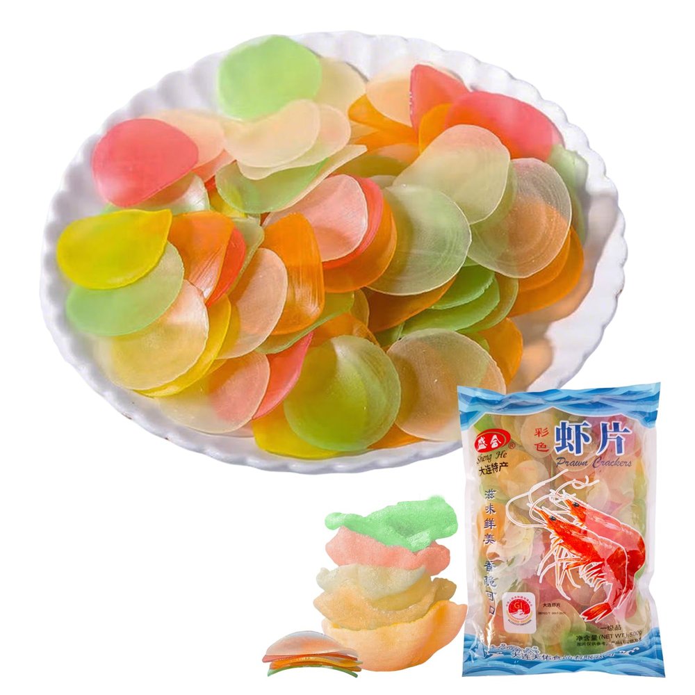 Coloured Prawn Crackers17.6oz/500g,Shrimp Crackers Easy to Make for DIY Parent-Child Cooking, Crispy Prawn Chips Snack for Homemade Treats & Party