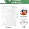 50 Packs Large Cellophane Bags 24" x 30" Clear Cellophane Gift Basket Wraps Extra-large 2.3 Mil Thick Transparent Cello Bags for Fruit Basket, Gift Wrap, Treats, Arts and Crafts, 50ct Ribbon Bows view 3