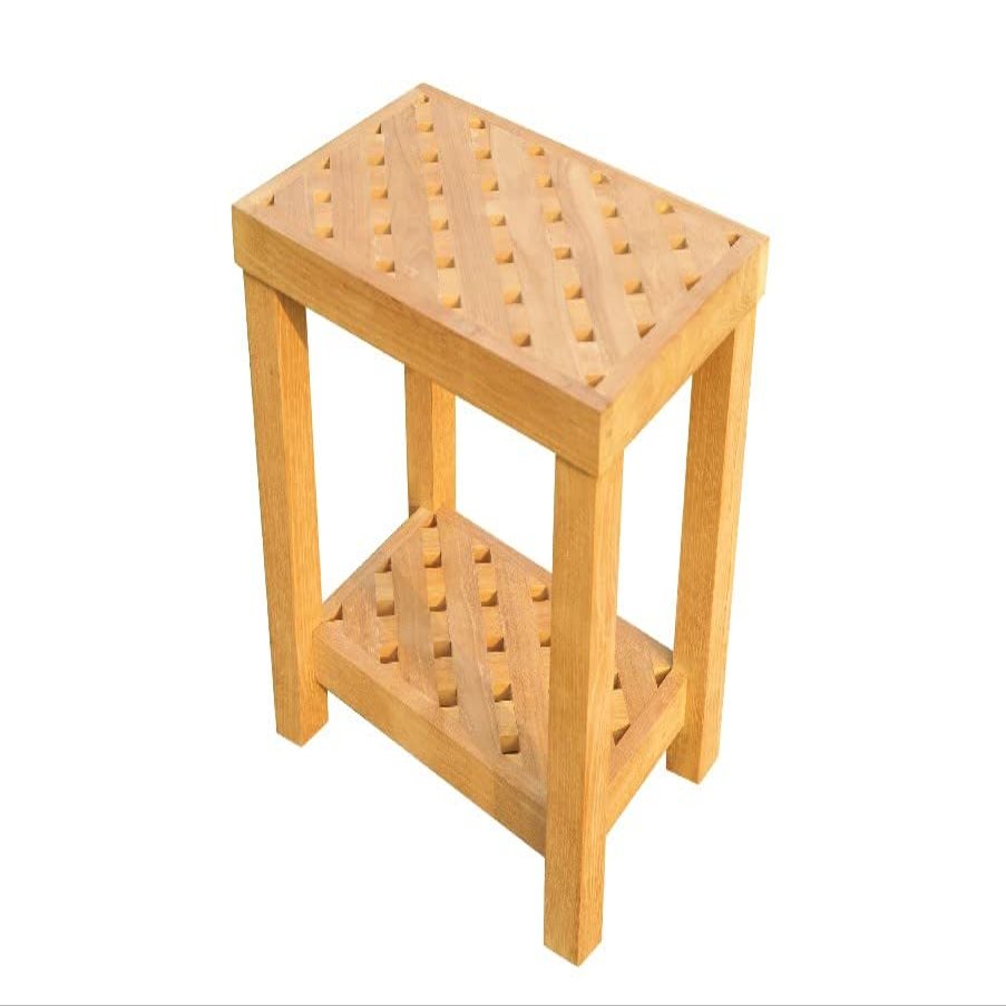 TeakFurnitureOutlet 18"x12" A-Grade Teak Bunbury Shower/Bath Room/Pool Bench with Shelf
