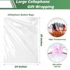 50 Packs Large Cellophane Bags 24" x 30" Clear Cellophane Gift Basket Wraps Extra-large 2.3 Mil Thick Transparent Cello Bags for Fruit Basket, Gift Wrap, Treats, Arts and Crafts, 50ct Ribbon Bows view 2