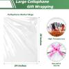 50 Packs Large Cellophane Bags 24" x 30" Clear Cellophane Gift Basket Wraps Extra-large 2.3 Mil Thick Clear Cello Bags for Fruit Basket, Gift Wrap, Treats, Arts and Crafts, 50ct Ribbon Bows view 3