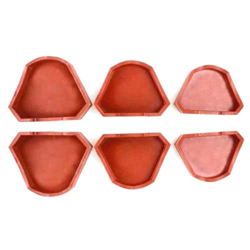 6PCS Lab Model Former Base Molds Base Set Plaster Mold Base Former Base Kit with Notches (RED)