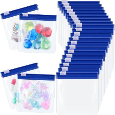 24 Pieces Pill Pouch Bags Zippered Set Reusable Translucent Medicine Organizer Sealing Travel Plastic Bags with Slide Lock for Storage(Dark Blue)