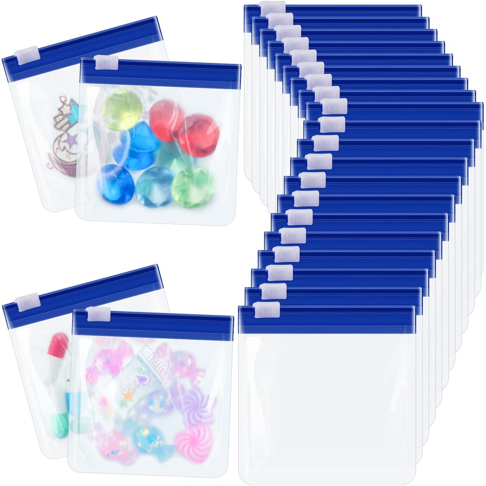 24 Pieces Pill Pouch Bags Zippered Set Reusable Translucent Medicine Organizer Sealing Travel Plastic Bags with Slide Lock for Storage(Dark Blue)