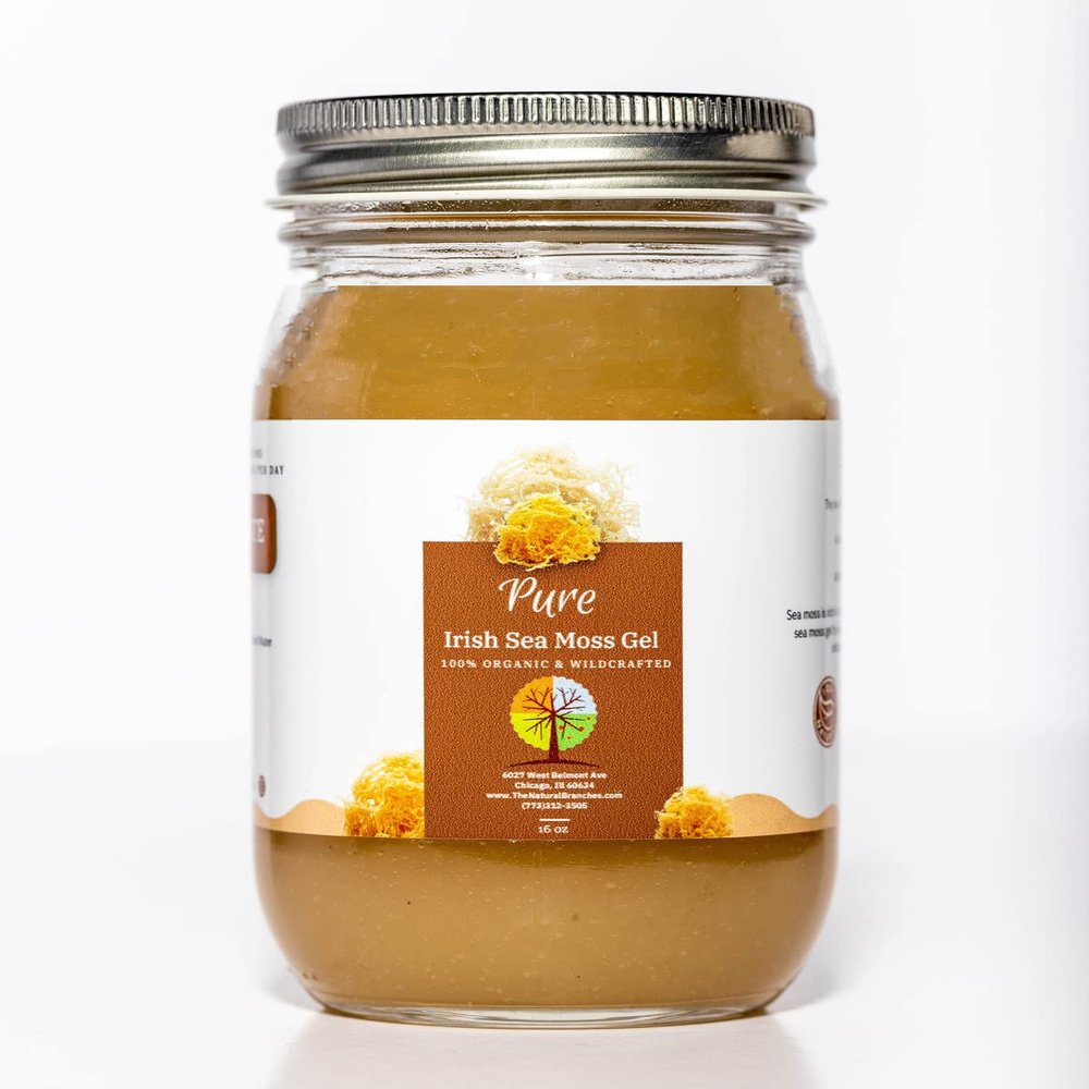 Organic & Pure Golden Sea Moss Gel from Saint Lucia16oz - USDA Certified Organic & Made in the USA - All Natural & Wildcrafted Seamoss Gel - Daily Multi-vitamin