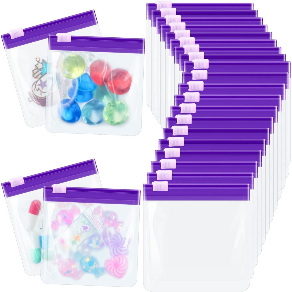 24 Pieces Pill Pouch Bags Zippered Set Reusable Translucent Medicine Organizer Sealing Travel Plastic Bags with Slide Lock for Storage(Purple)