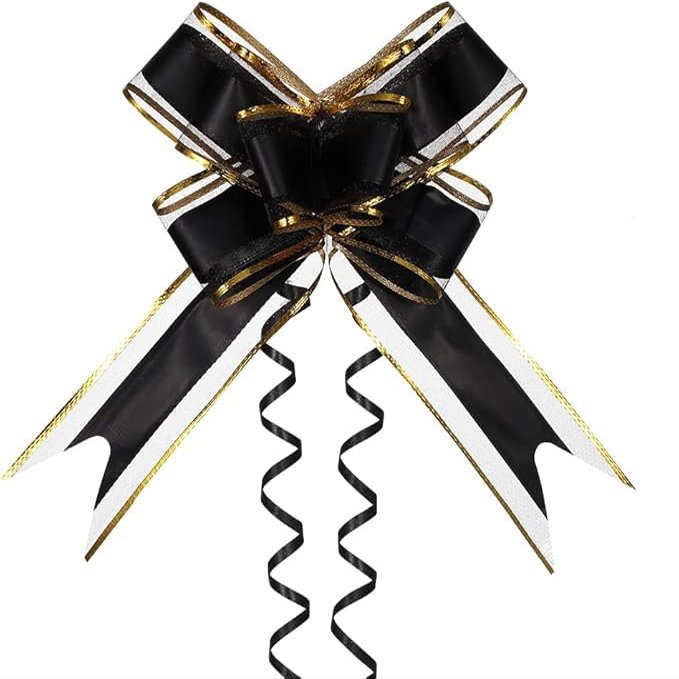 10pcs Pull Bows,Black Pull Bows for Gift Wrapping,Pull Bows for Gift Baskets Suitable for Christmas,Wedding,Birthday, Halloween,Mother's Day and Other Gift Wrapping. (Black)
