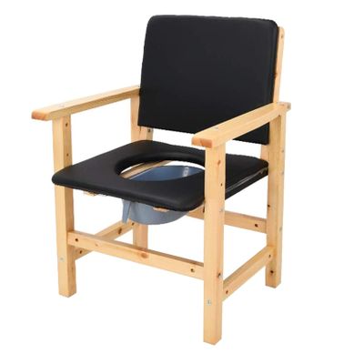 LOJOO Solid Wood Commode Toilet Chair for Bedroom, Bedside Commodes with Bucket, Disabled Toilet Seat Frame, Commode Chairs for Disabled and Elderly, Toilet Frame with Seat (Color : 1)