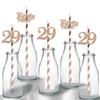 24pcs - Happy 29th Birthday Straws, Rose Gold Glitter Pattern Card Stock, Anniversary/Birthday Party Drinking Decorative Straws view 1