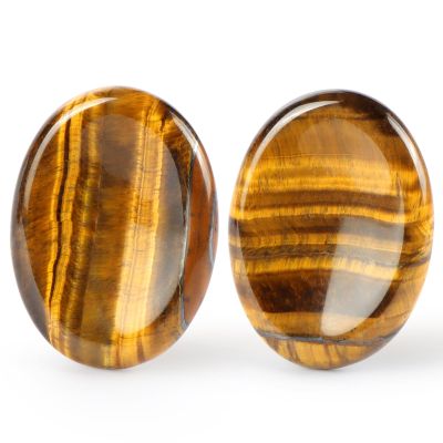 Artistone Thumb Worry Stones for Anxiety Healing Crystals Sets 2PCS Tiger Eye Hand Carved Gemstone Pocket Palm Stones Meditation Reiki Chakra