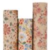 Aimyoo Kraft Floral Wrapping Paper Bundle, Vintage Spring Flowers Rose Gift Wrap Paper for Wedding Bridal Shower Birthday, 3 Rolls 17 in x 16 ft per Roll view 1