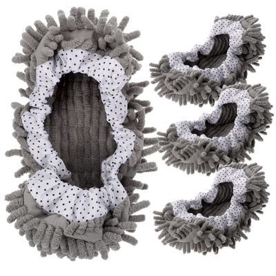COHEALI Floor Cleaning Mop Slippers Washable Chenille Covers Anti-Skid Elastic Band for Home and Office Floor Mopping Tools 2 Pairs