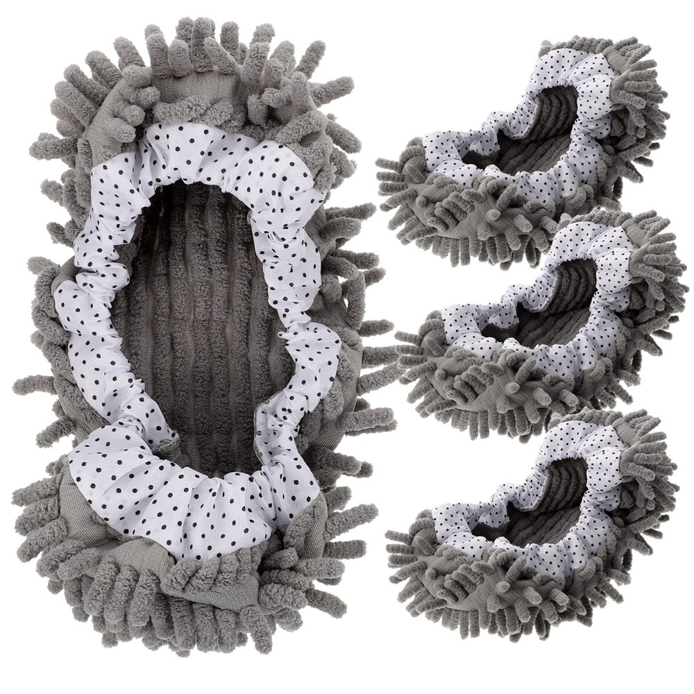 COHEALI Floor Cleaning Mop Slippers Washable Chenille Covers Anti-Skid Elastic Band for Home and Office Floor Mopping Tools 2 Pairs