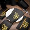 200 Pcs 50th/60th/70th Birthday Napkins Cheer to 50/60/70 Years Disposable Black and Gold Dinner Party Napkin for Men Women Anniversary Decoration(60th Birthday) view 2