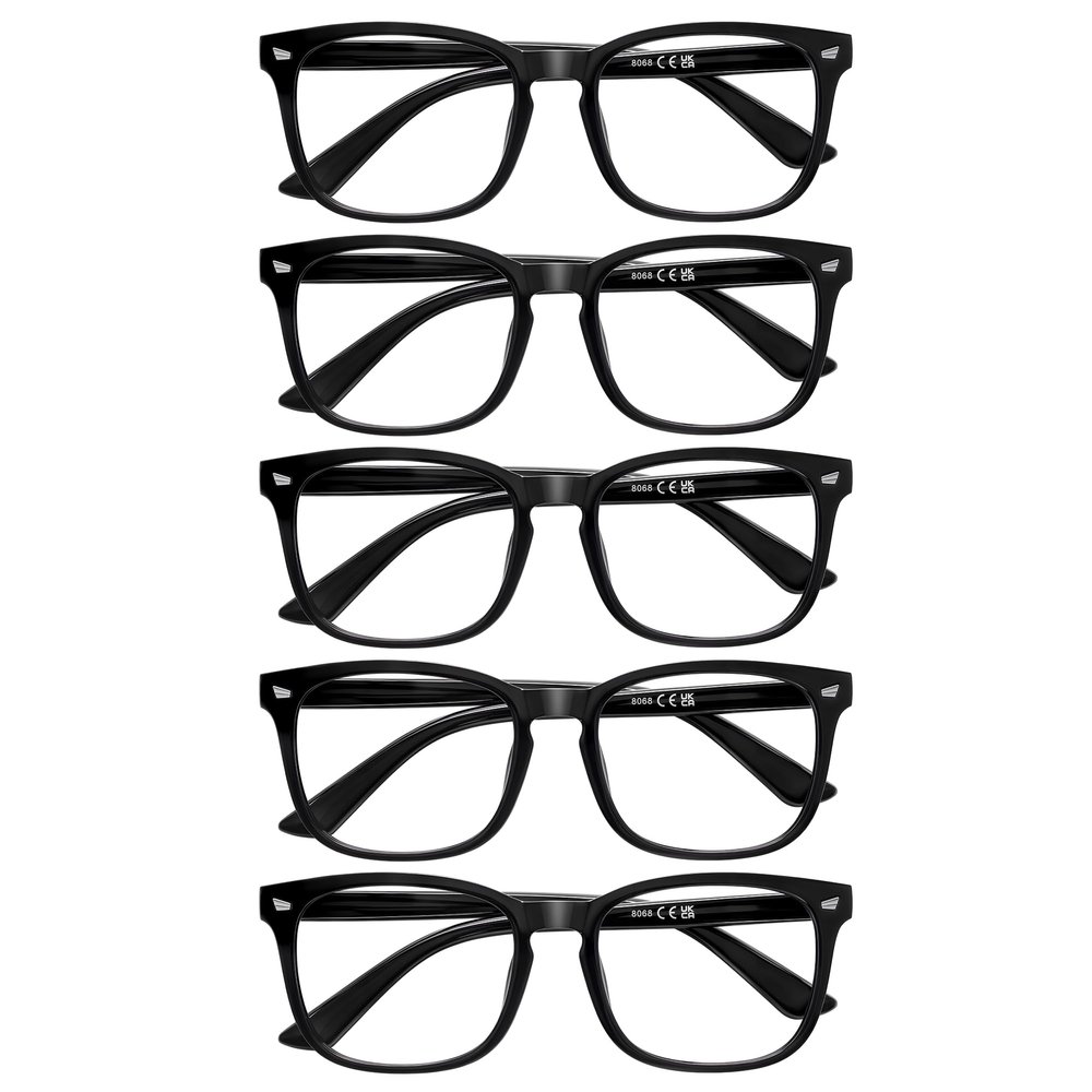 AIMISUV 5 Pack Reading Glasses Men Women, Blue Light Blocking Computer Readers UV Glare(Black, 3.75x)