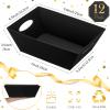 Thenshop 44 Pcs Basket for Gifts Empty Gift Basket Bulk Include 12 Cardboard Tray 12 Plastic Bags and 20 Pull Bows for Christmas Fall Halloween Birthday Wedding Party DIY Wrapping(Solid,Black) view 2