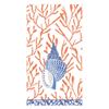 Caspari Shell Toile Guest Towel Napkins in Coral & Blue - 15 Per Package view 1